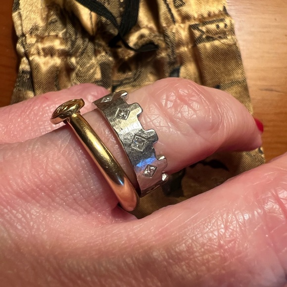 Cathy Waterman Platinum Princess Cut Diamond Turret Crown Stacking Band Ring!!! - Picture 7 of 17